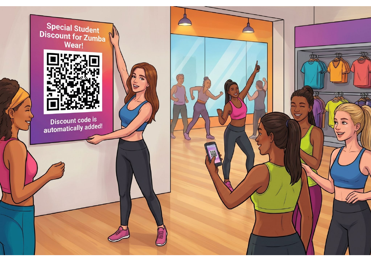 QR poster on studio wall
