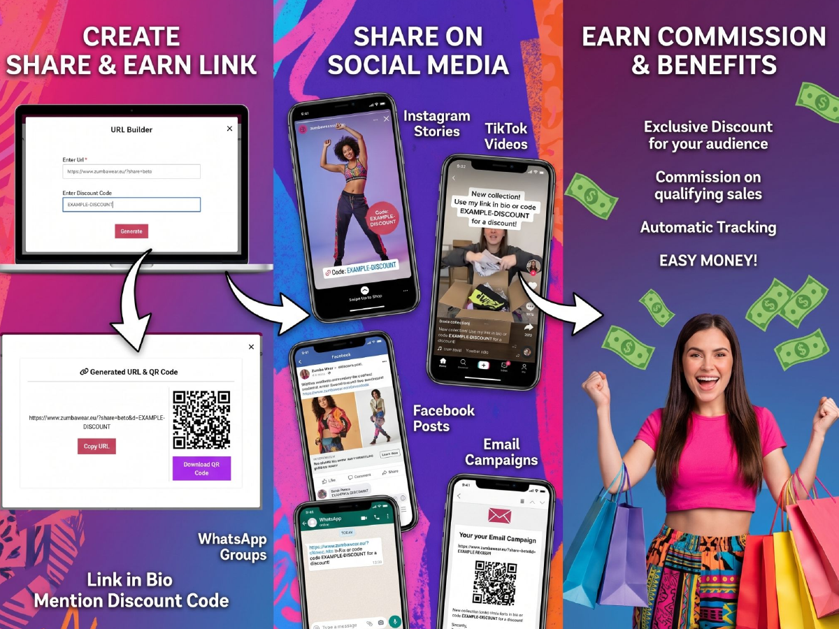 Social media promotion — Instagram, TikTok, Facebook, WhatsApp